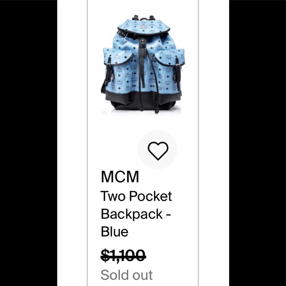MCM Heritage Double Pocket Backpack Denim Blue - Picture 3 of 14